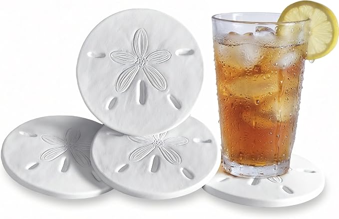 Sand Dollar Absorbent Stone Coasters — Set of 4