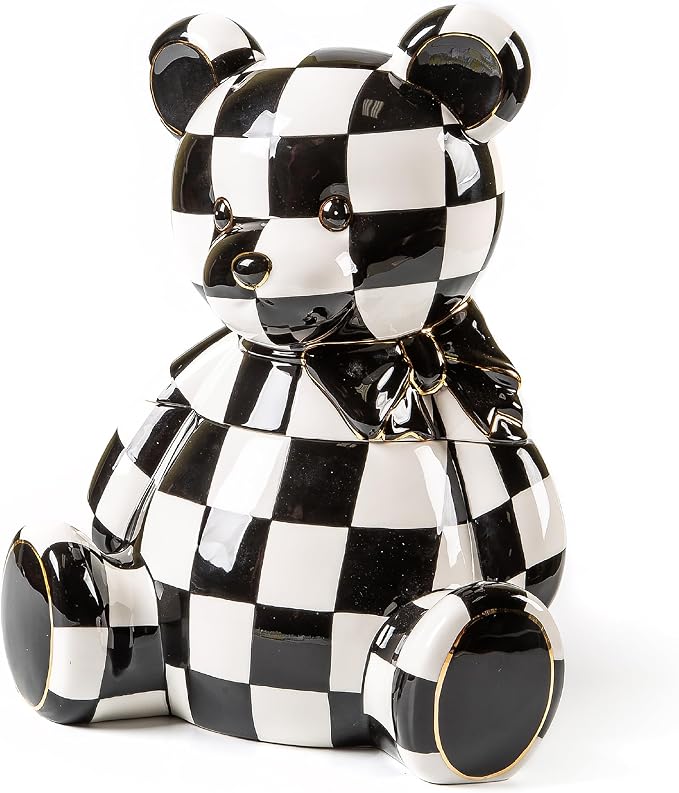 MacKenzie-Childs Courtly Check Teddy Bear Cookie Jar