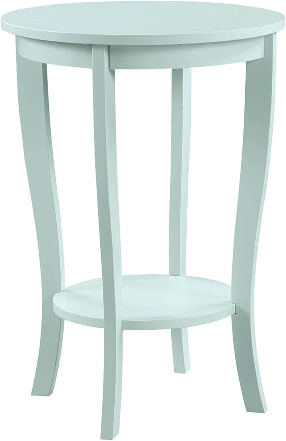Convenience Concepts American Heritage Round End Table with Shelf — Sea Foam