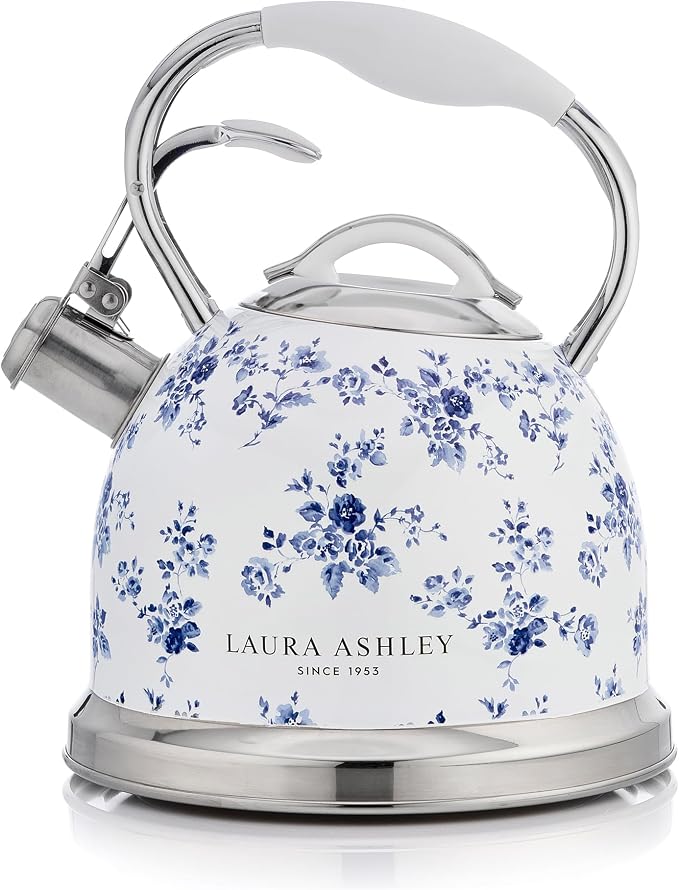 Laura Ashley China Rose Whistling Kettle — Blue Floral