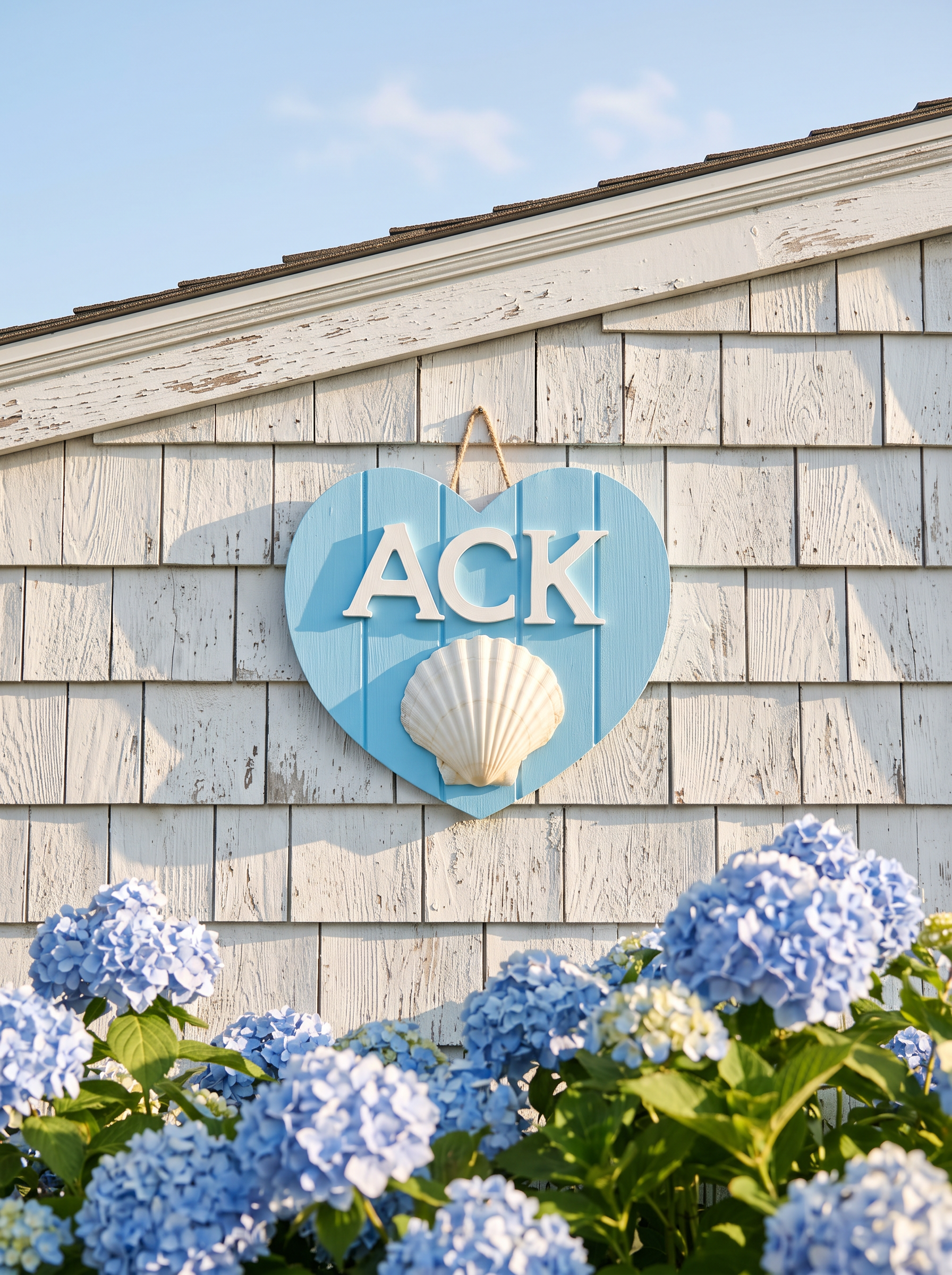 ACK Scallop Heart Sign — Handmade Nantucket Wall Hanging