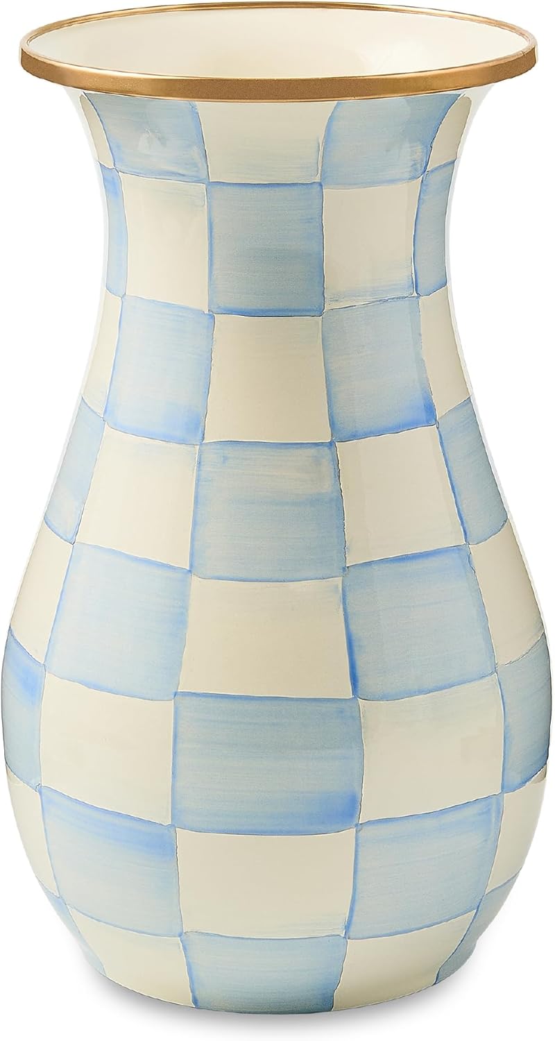 MacKenzie-Childs Sterling Check Enamel Tall Vase