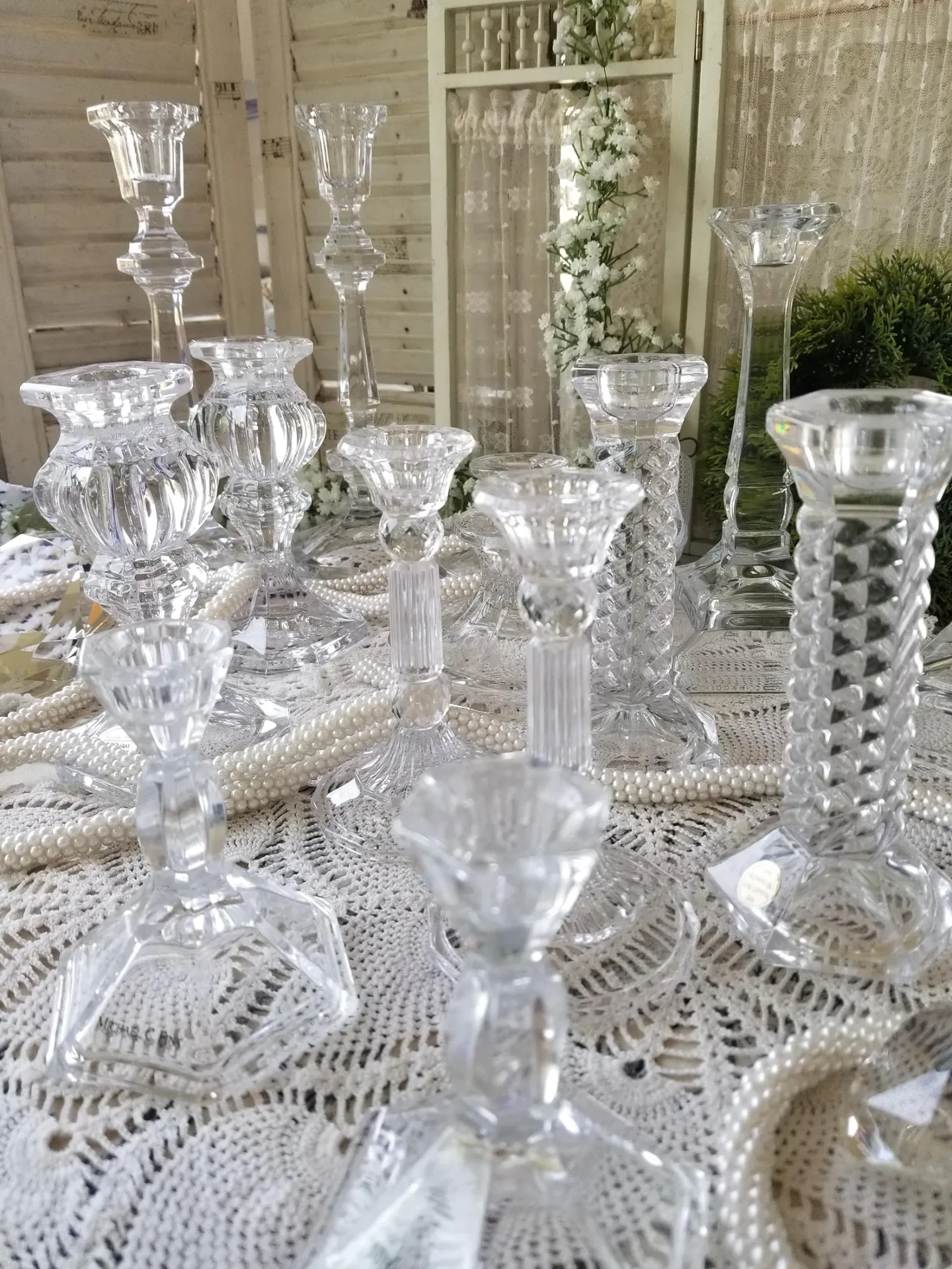 Vintage Crystal Candlesticks — Assorted Cut-Glass Styles
