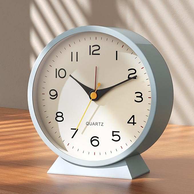 AYRELY 4.5" Silent Retro Alarm Clock — Light Blue