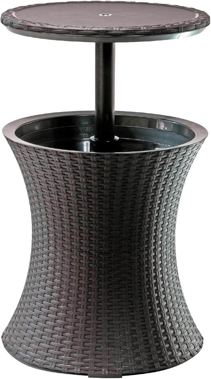Keter Pacific Cool Bar Outdoor Side Table with Cooler — Espresso