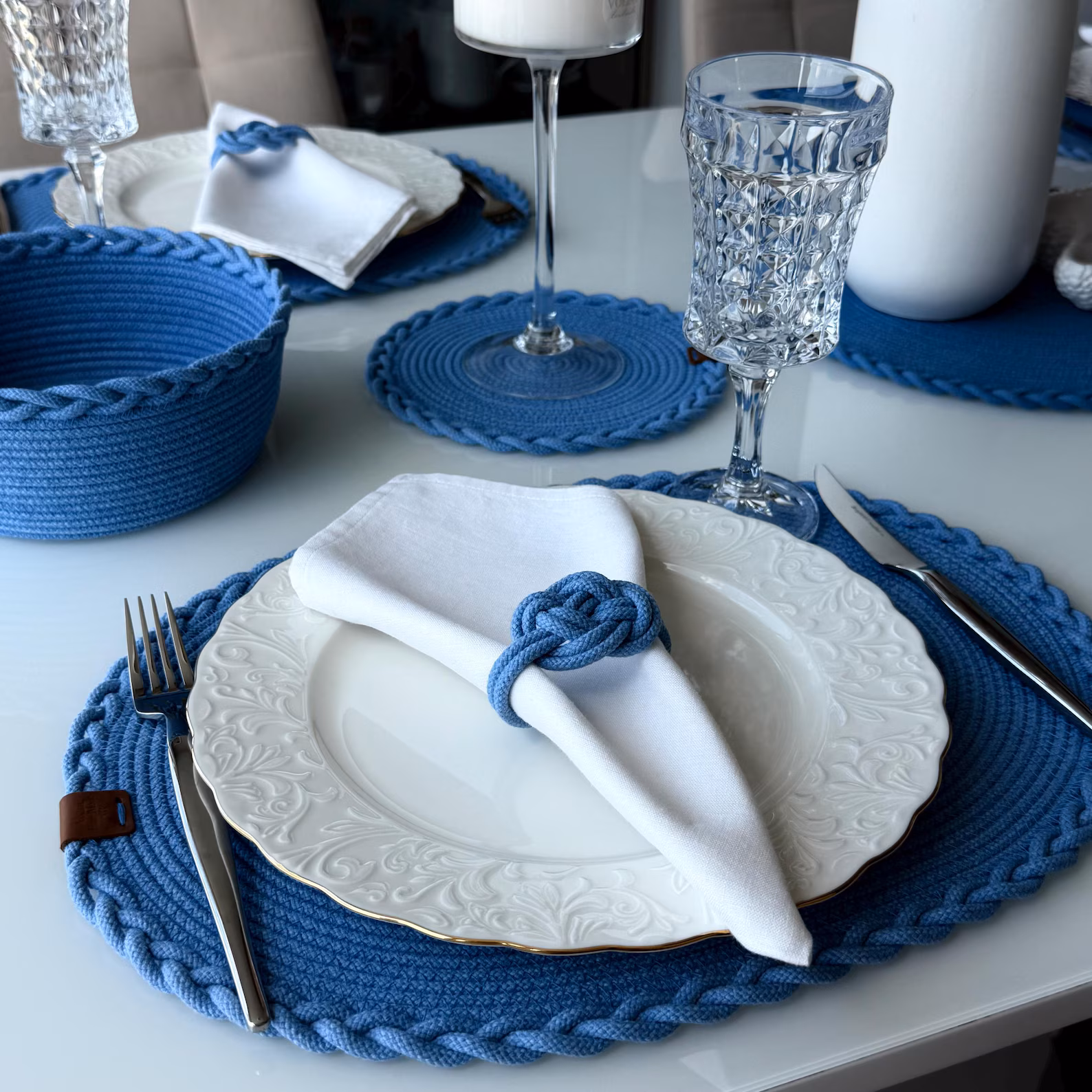 Handmade Cotton Rope Placemats — Colorful Woven Rounds