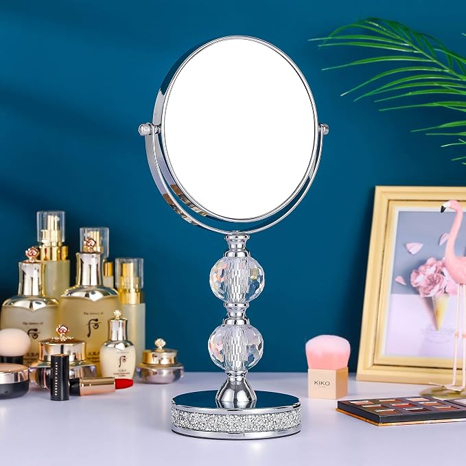Hanjue Crystal Swivel Vanity Mirror, 1X/5X Double-Sided