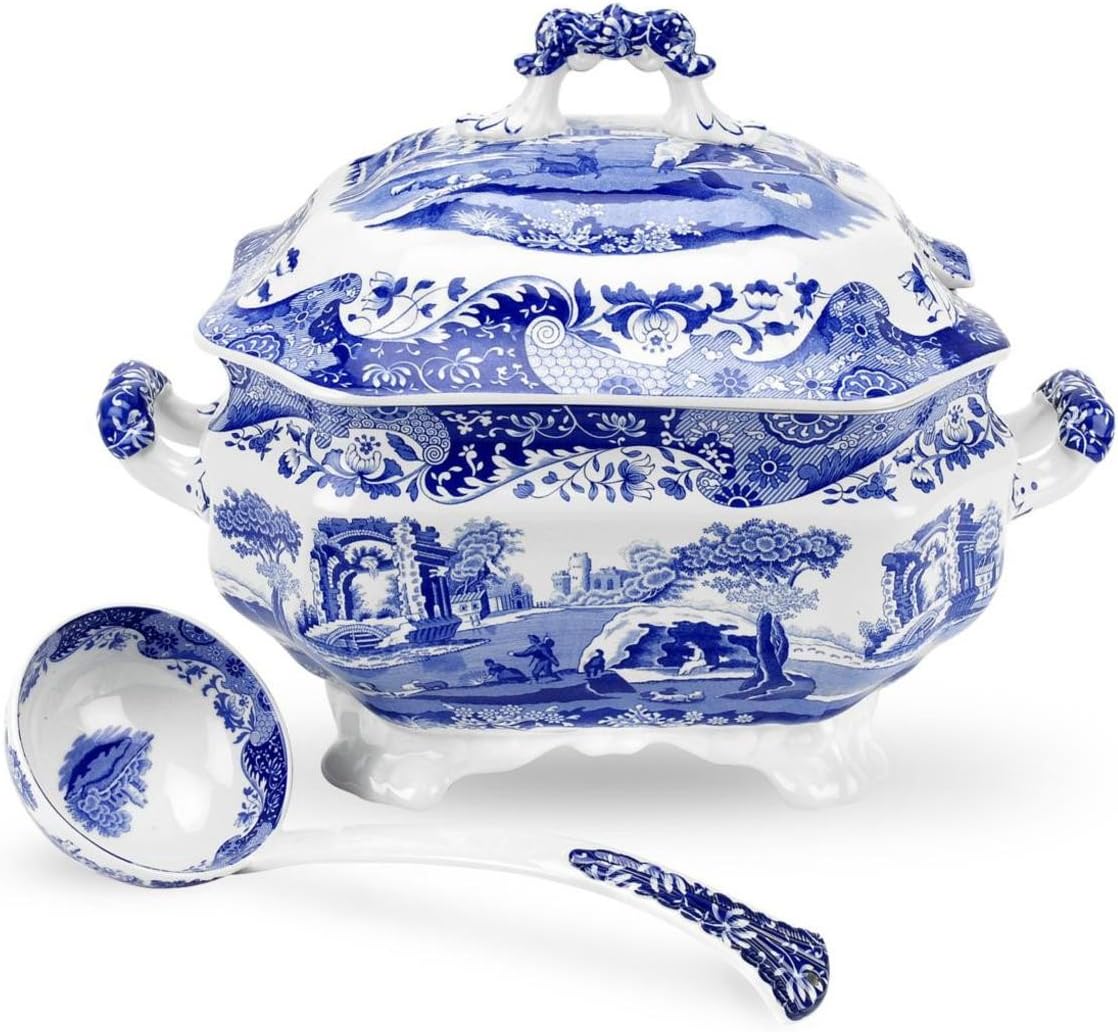 Spode Blue Italian Soup Tureen with Ladle — 4.5 Quart