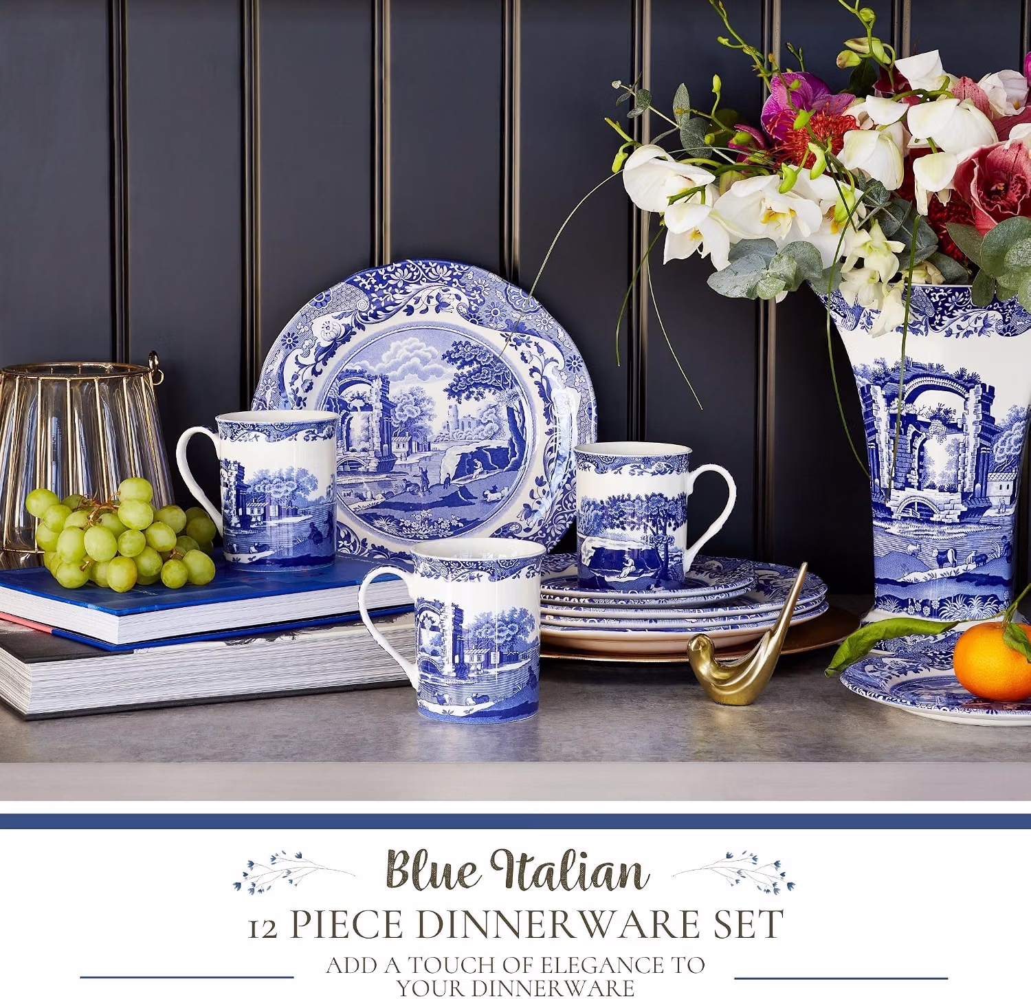 Spode Blue Italian 12-Piece Set — Service for 4