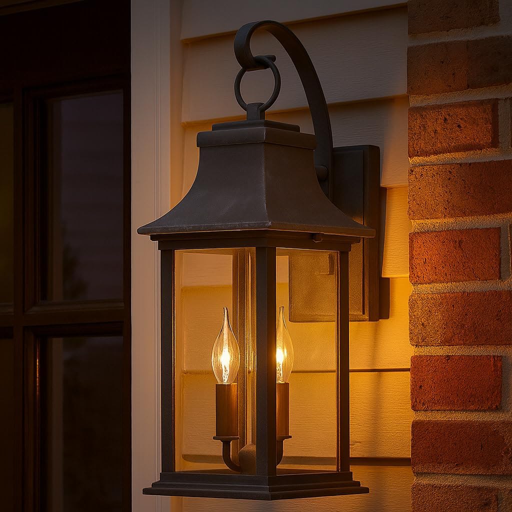 Hinkley Adair 2-Light Outdoor Wall Lantern — Aged Zinc