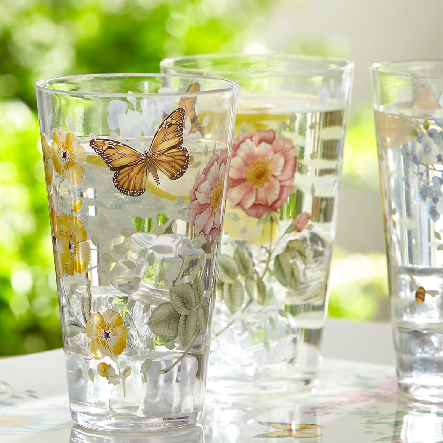 Lenox Butterfly Meadow Acrylic Highball Glasses, Set of 4