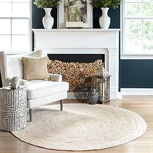 nuLOOM Rikki Round Hand-Braided Jute Rug — Natural