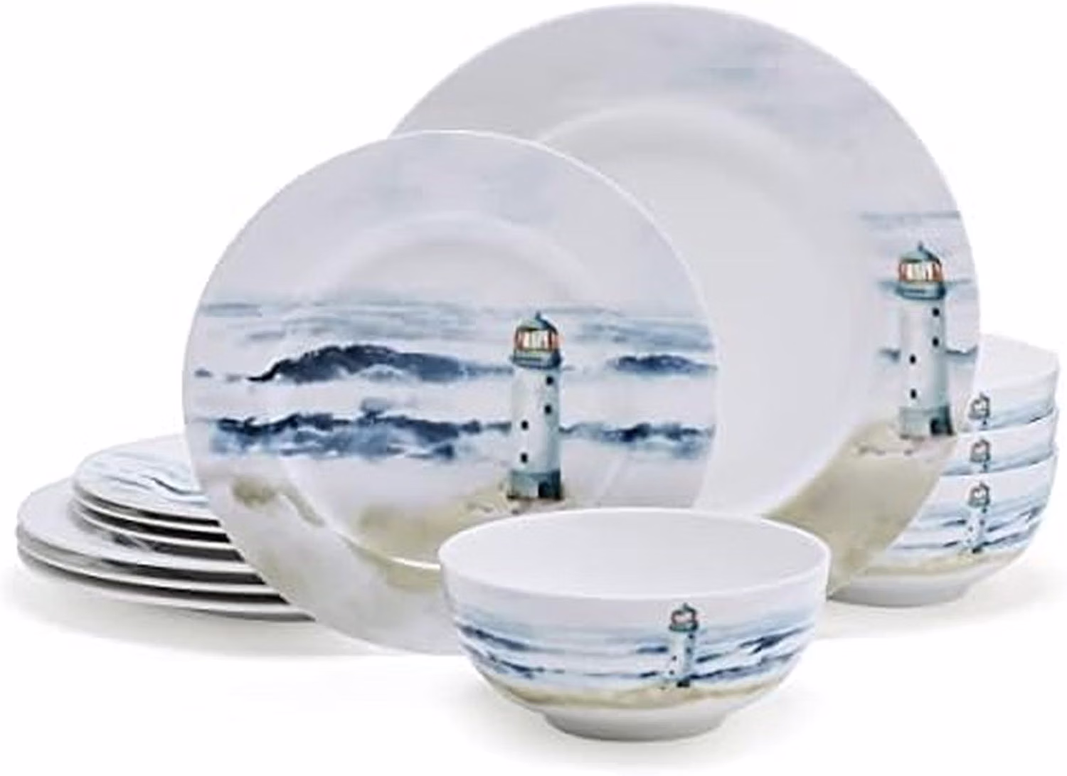 Mikasa Seaside Coastal 12-Piece Dinnerware Set — Service for 4