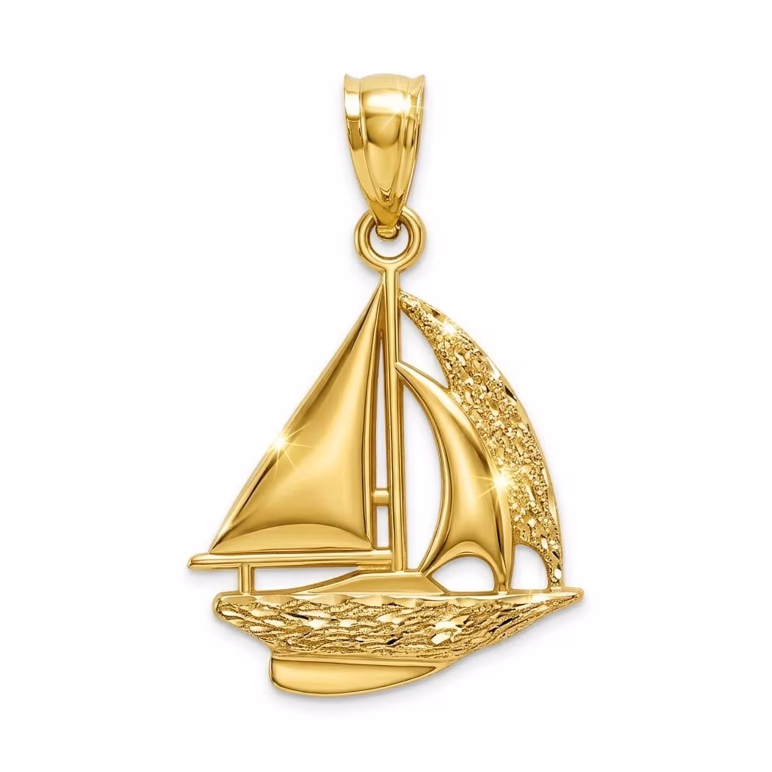 10k Solid Gold Sailboat Charm Pendant — Optional Gold Chain