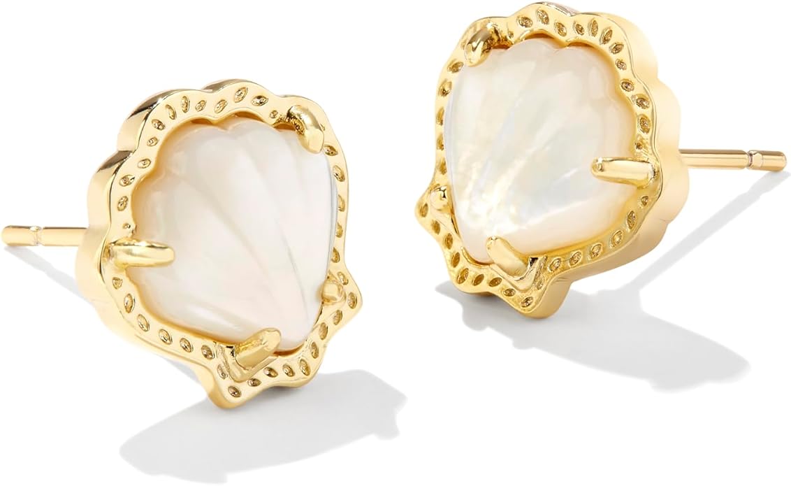 Kendra Scott Brynne Shell Stud Earrings (Ivory Mother-of-Pearl, Gold)