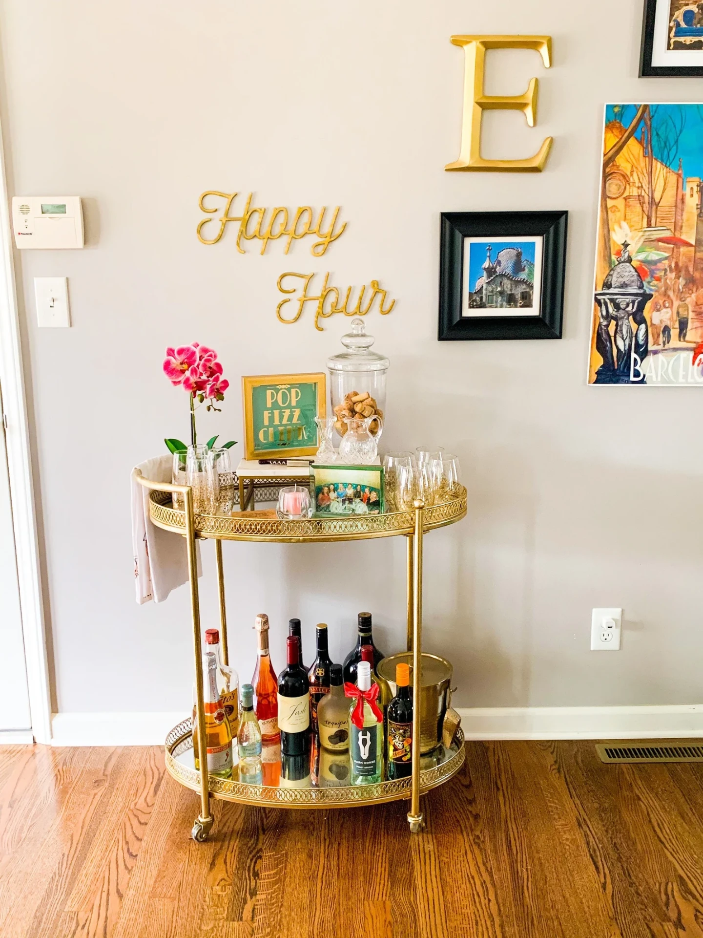 Happy Hour Gold Script Metal Wall Art — Bar Cart Decor