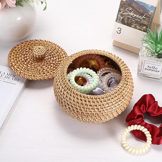 Hipiwe Round Rattan Lidded Storage Box, X-Small