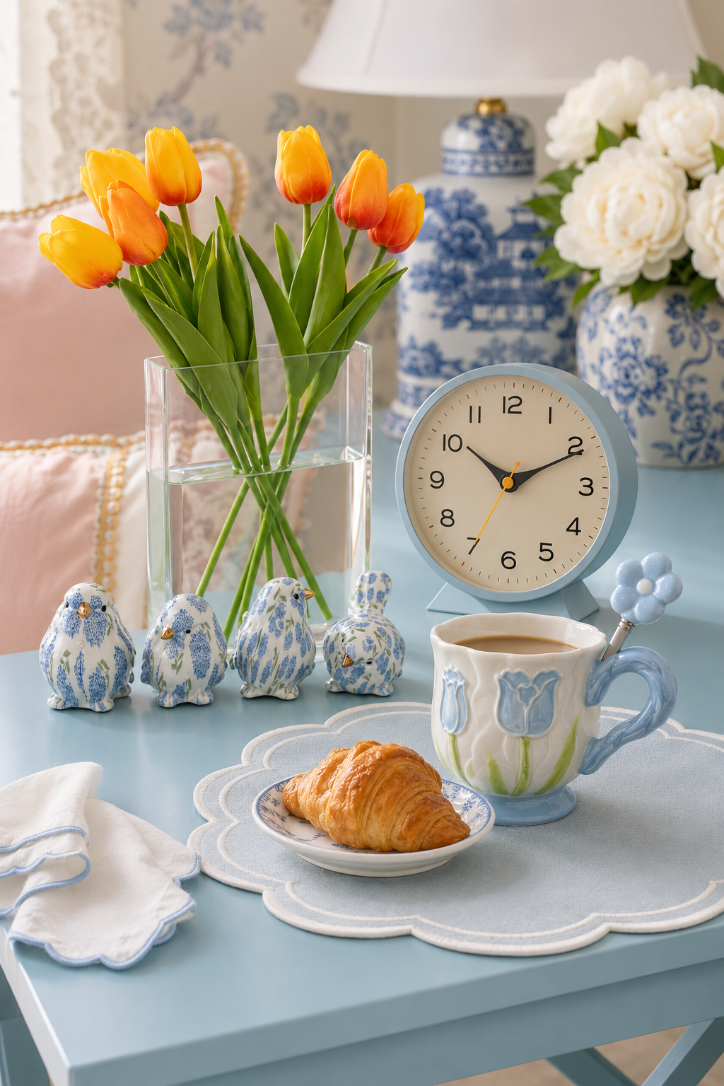 The Blue & White Morning Side Table — save on Pinterest