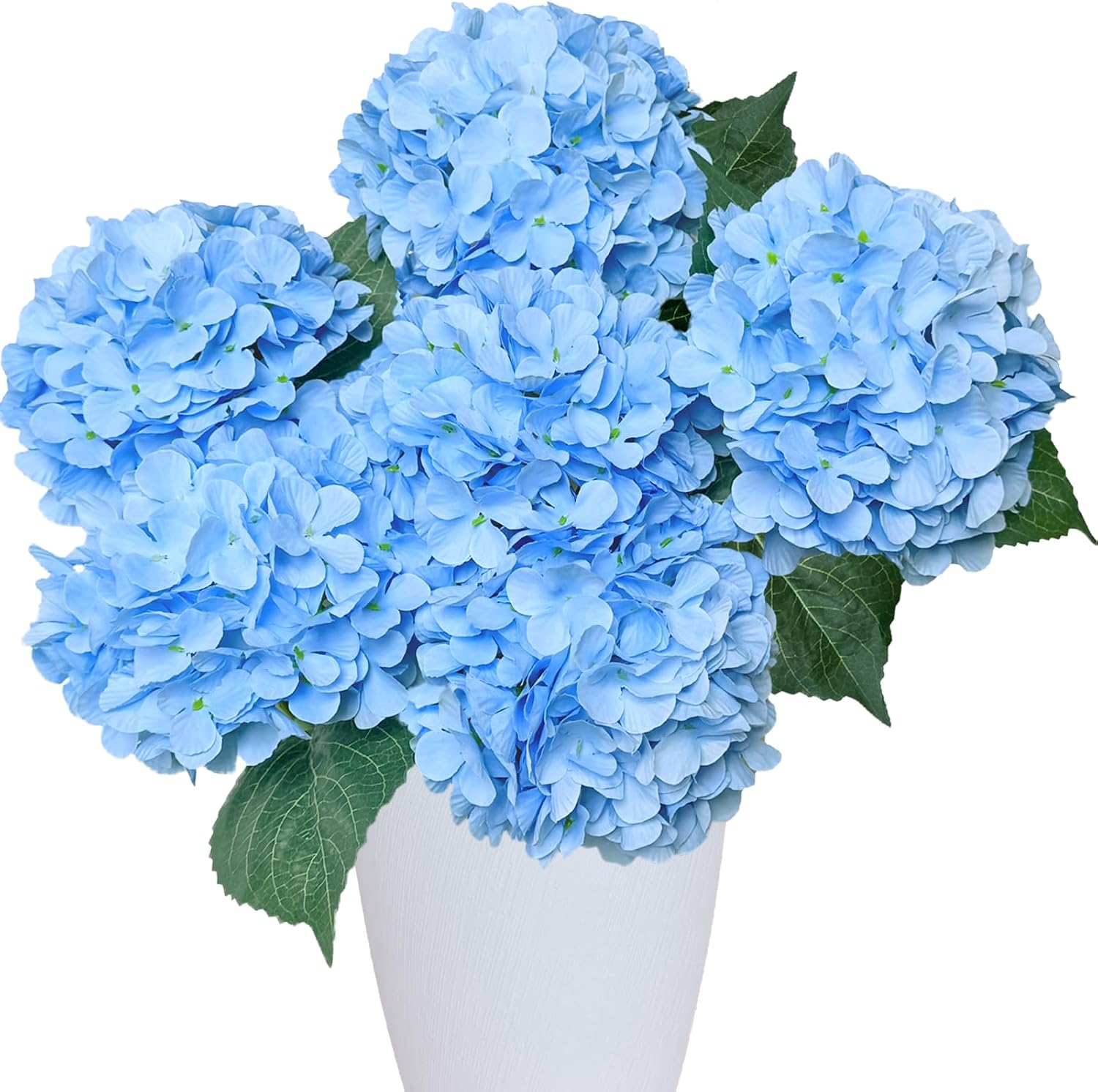 Real-Touch Blue Hydrangea Bouquet — Full Mophead Arrangement Centerpiece