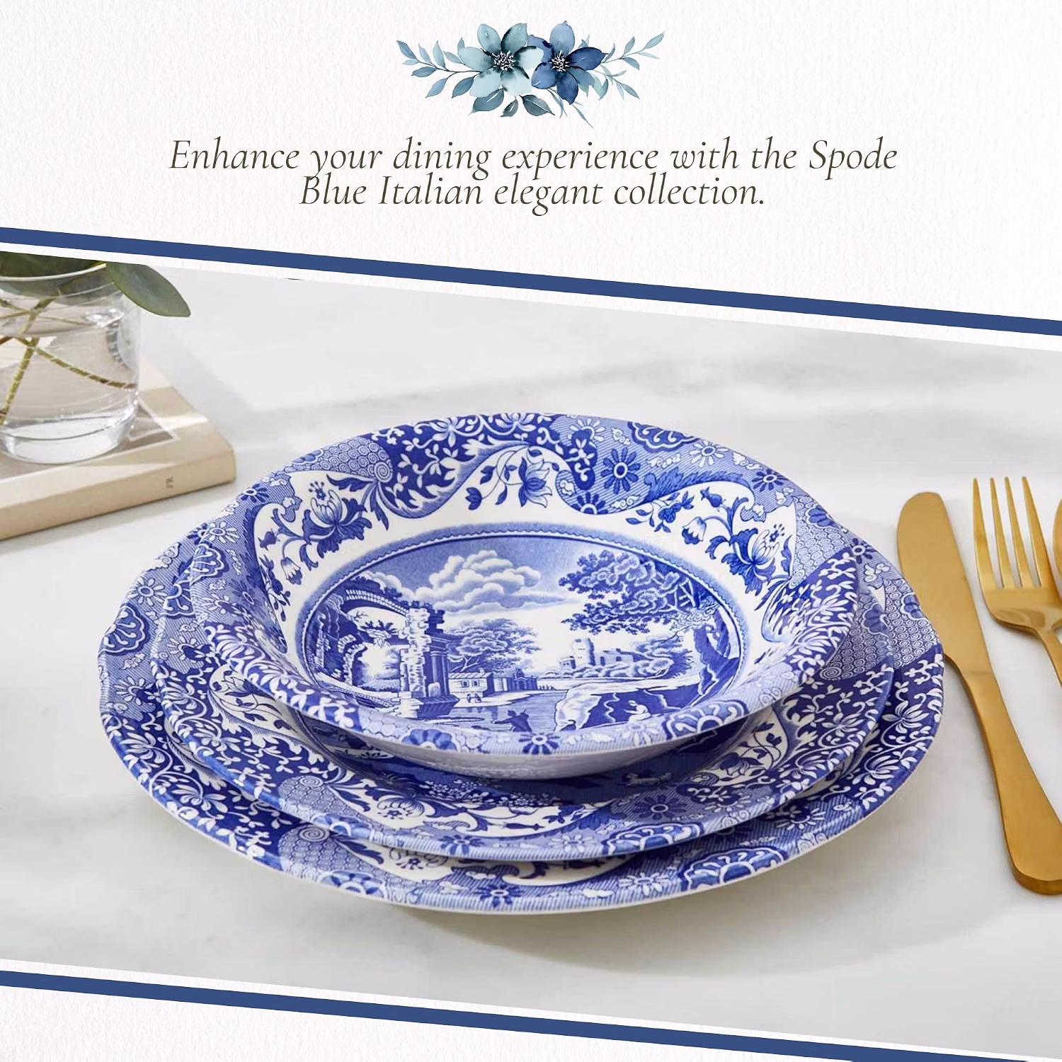 Spode Blue Italian Cereal Bowl, Set of 4