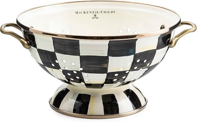 MacKenzie-Childs Enamel Colander — Large Courtly Check