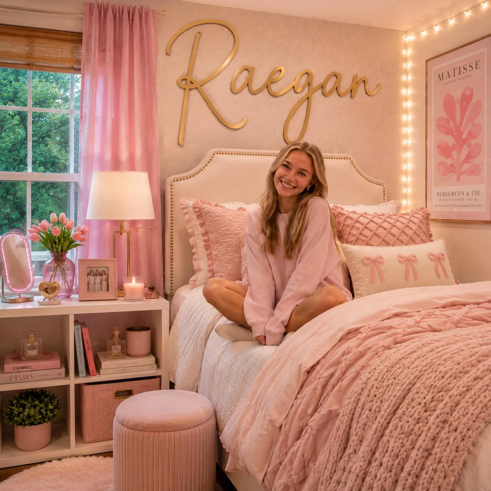 Custom Gold Laser-Cut Script Name Sign — Dorm Room Decor