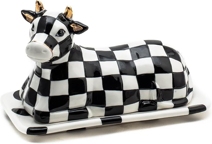 MacKenzie-Childs Cow Creamery Ceramic Butter Dish with Lid