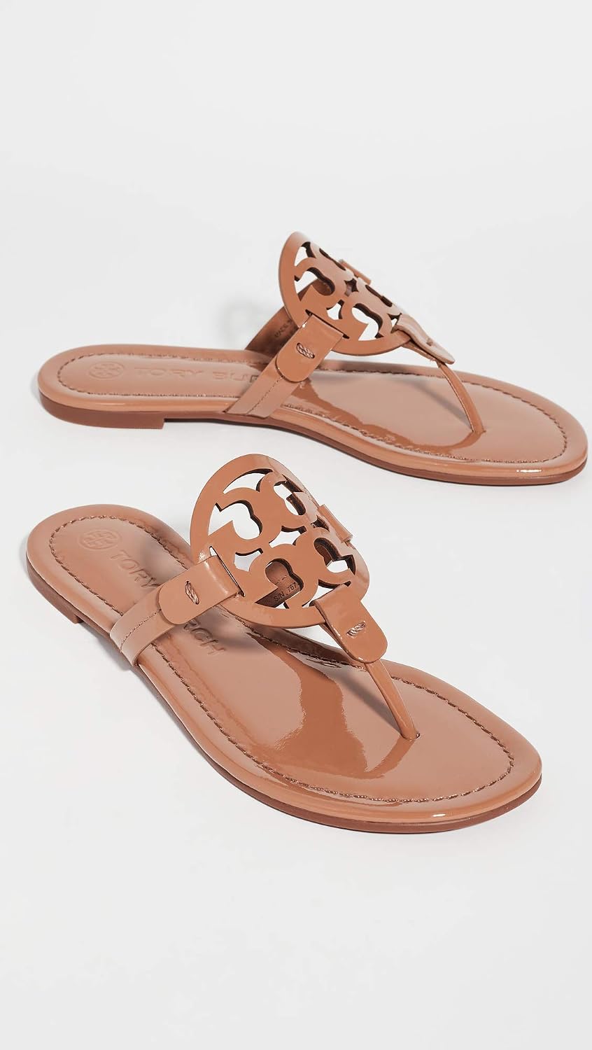 Tory Burch Miller Patent Leather Sandals (Tan)