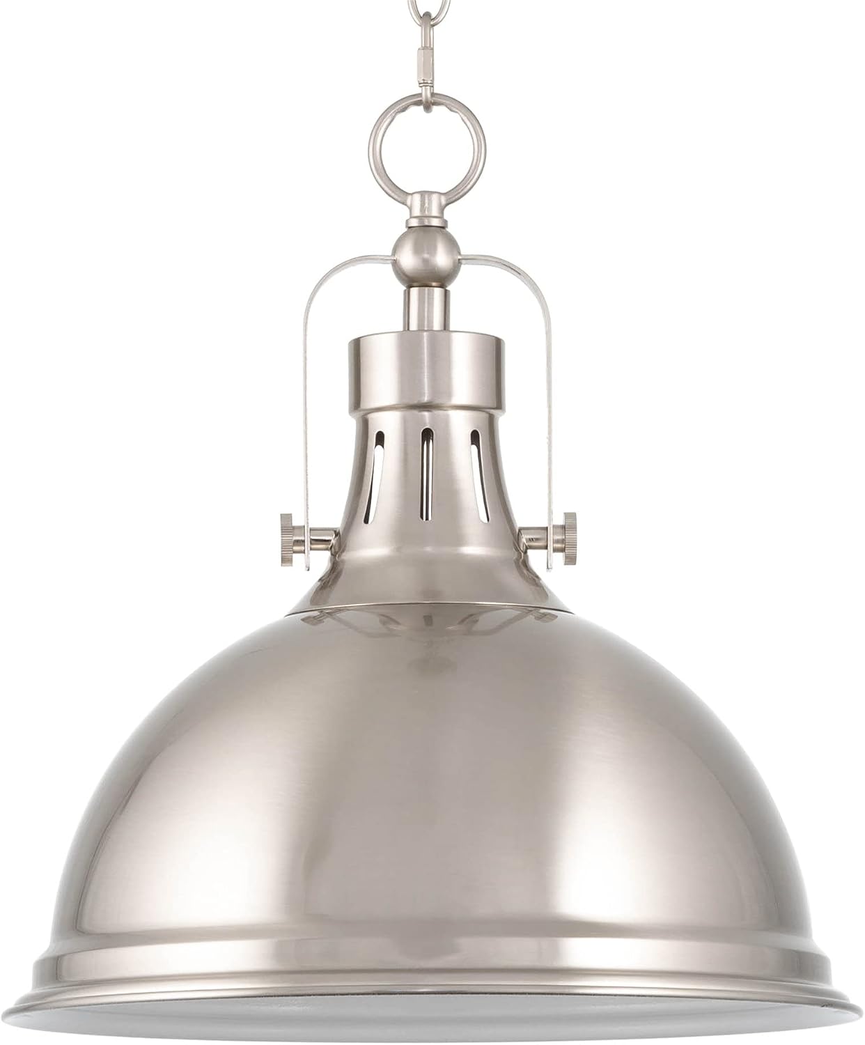 Brushed Nickel Dome Pendant Light — Oversized Kitchen Island Fixture