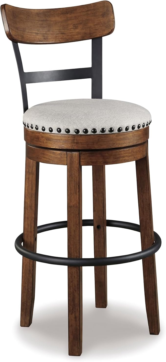 Signature Design by Ashley Valebeck Swivel Bar Stool with Back, 30"