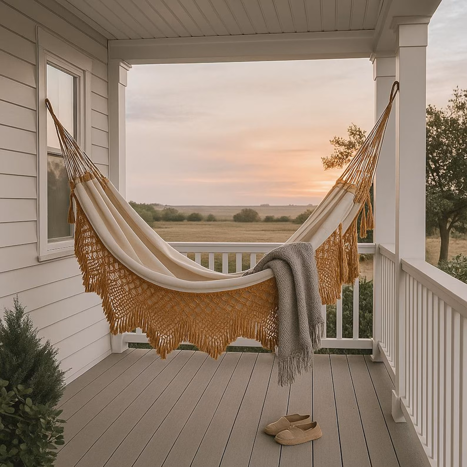 Luxury Brazilian Macramé Hammock — Handwoven Indoor / Outdoor