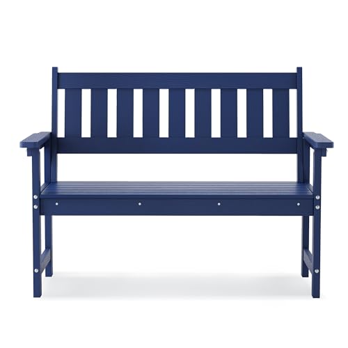 Navy Blue Wood Two-Seater Outdoor Garden Bench