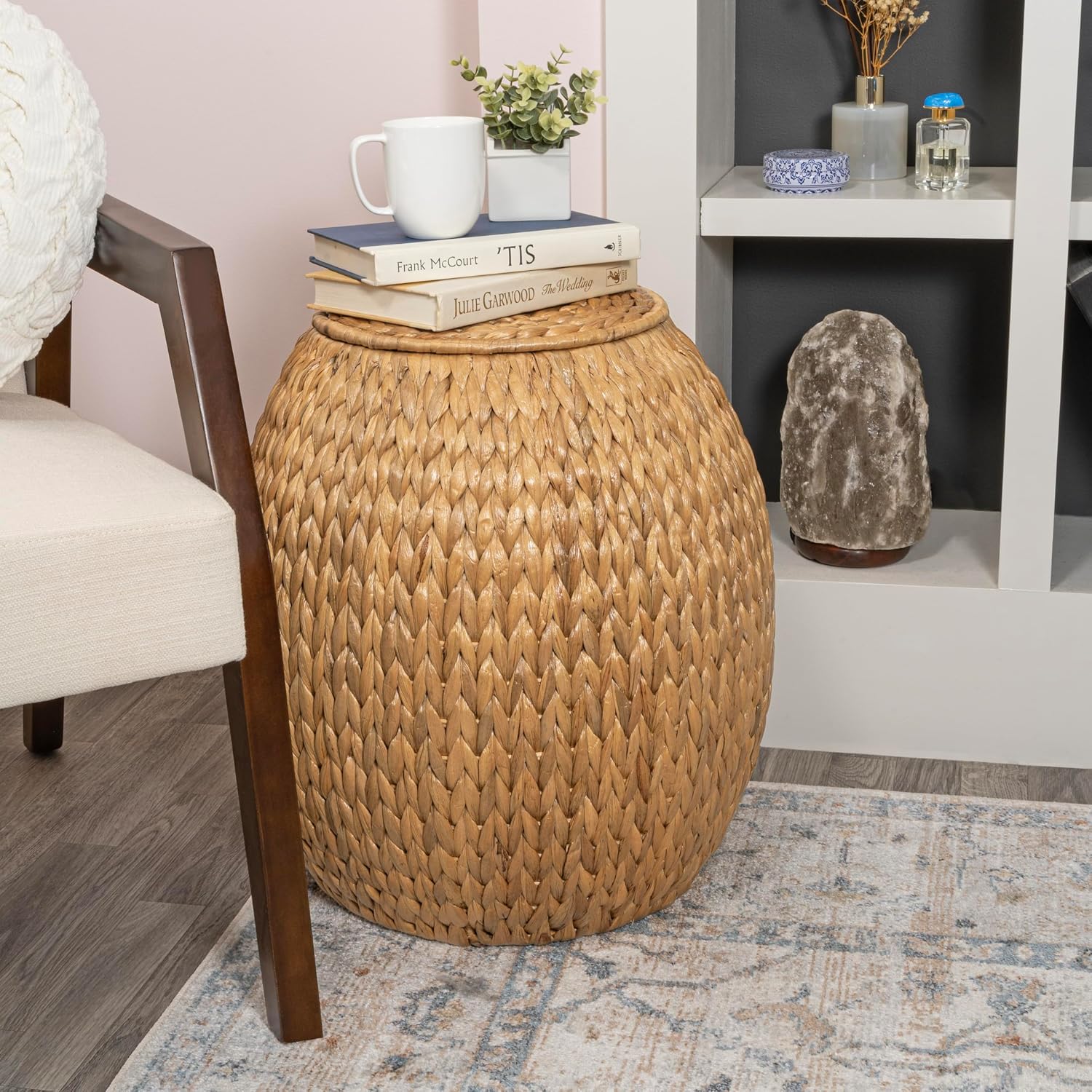 happimess Colt 17" Handwoven Water Hyacinth Storage Stool with Lid