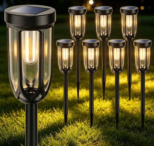 Solar Pathway Lights with Warm Amber Glow (Set of 8)