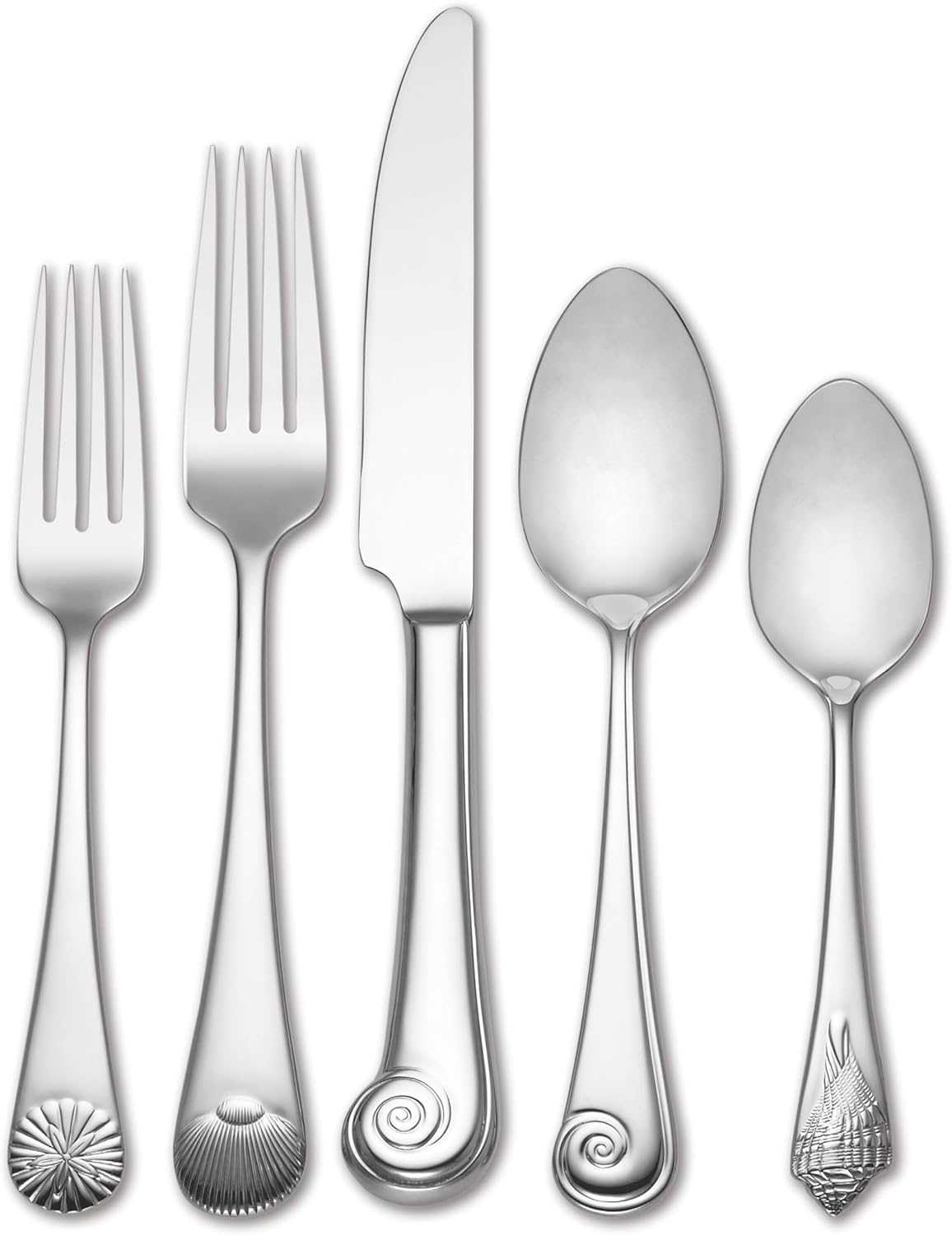 Reed & Barton Coastal Shell Stainless Flatware, 5-Piece Place Setting