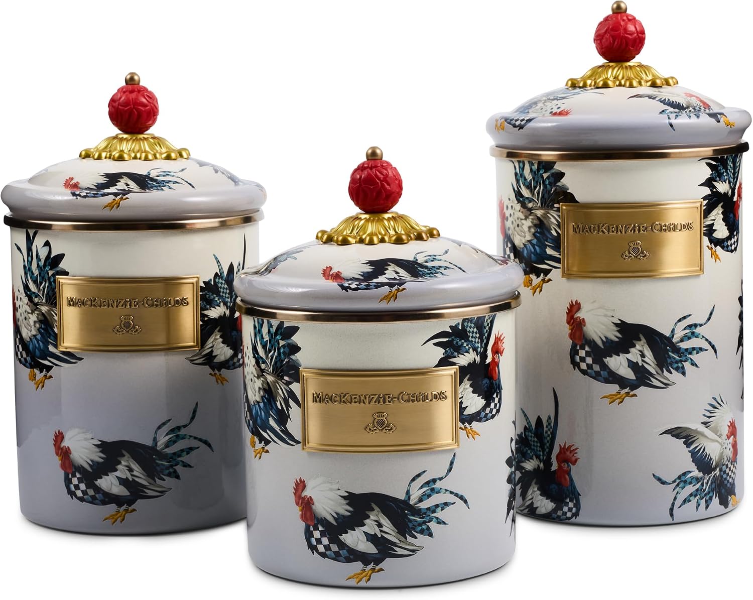 MacKenzie-Childs Henhouse Enamel Canisters (Set of 3)