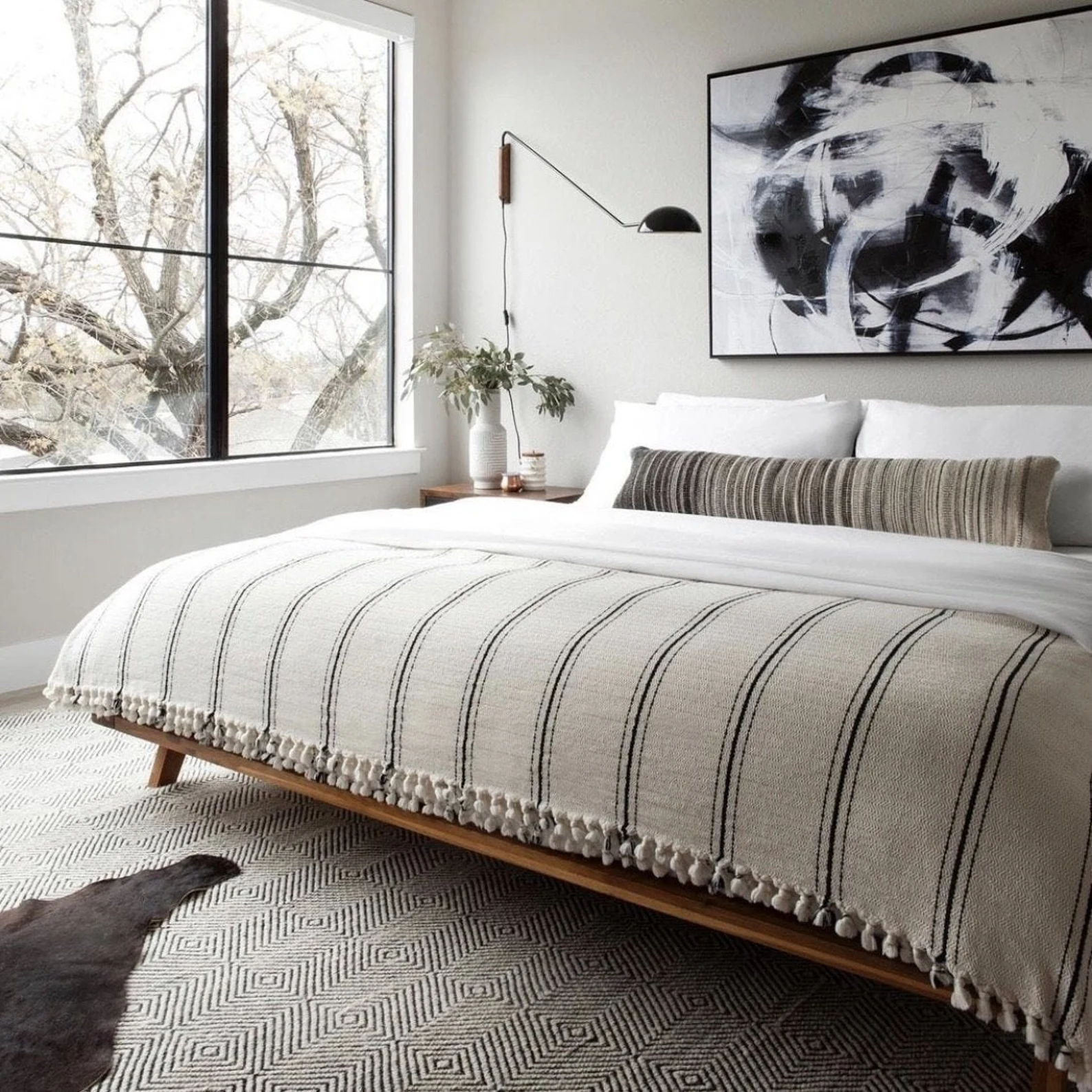 100% Turkish Cotton Stripe Tassel Throw & Bed Blanket