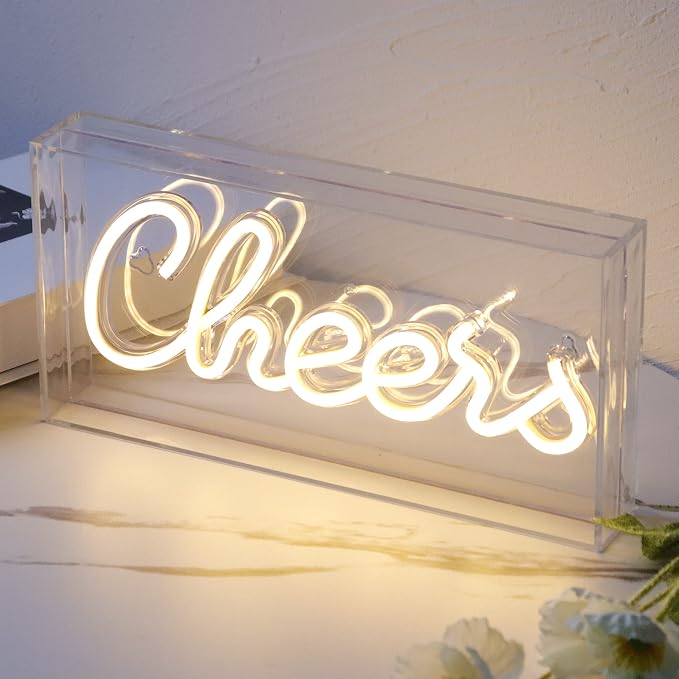 "Cheers" LED Neon Lightbox Bar Cart Sign (USB)