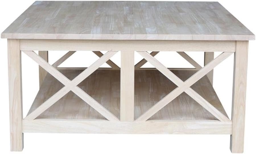 Hampton Square Coffee Table — Unfinished Whitewash Wood