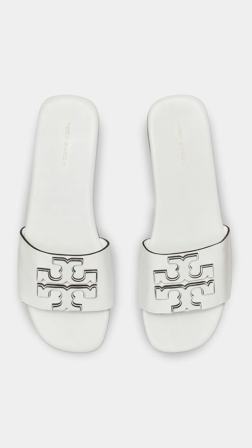 Tory Burch Ines Leather Slide Sandals (White)