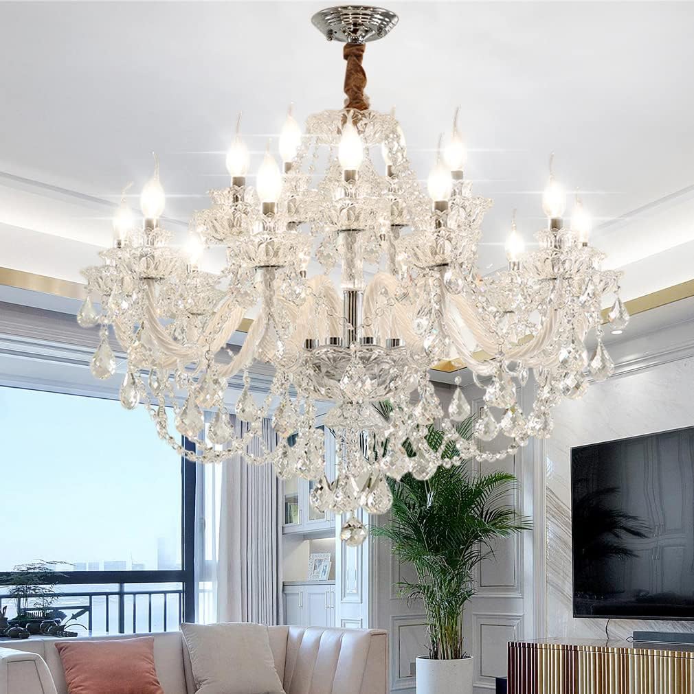 Durahonn Clear K9 Crystal 15-Light Candle Chandelier