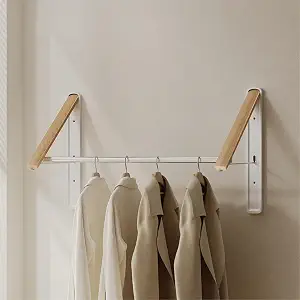 HGZBS Retractable Wall-Mounted Drying Rack — White & Wood