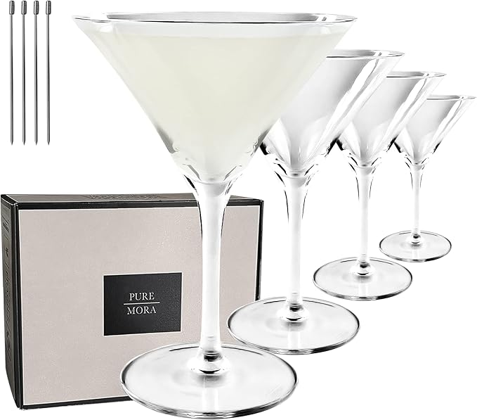 Pure Mora Hand-Blown Crystal Martini Glasses (Set of 4)