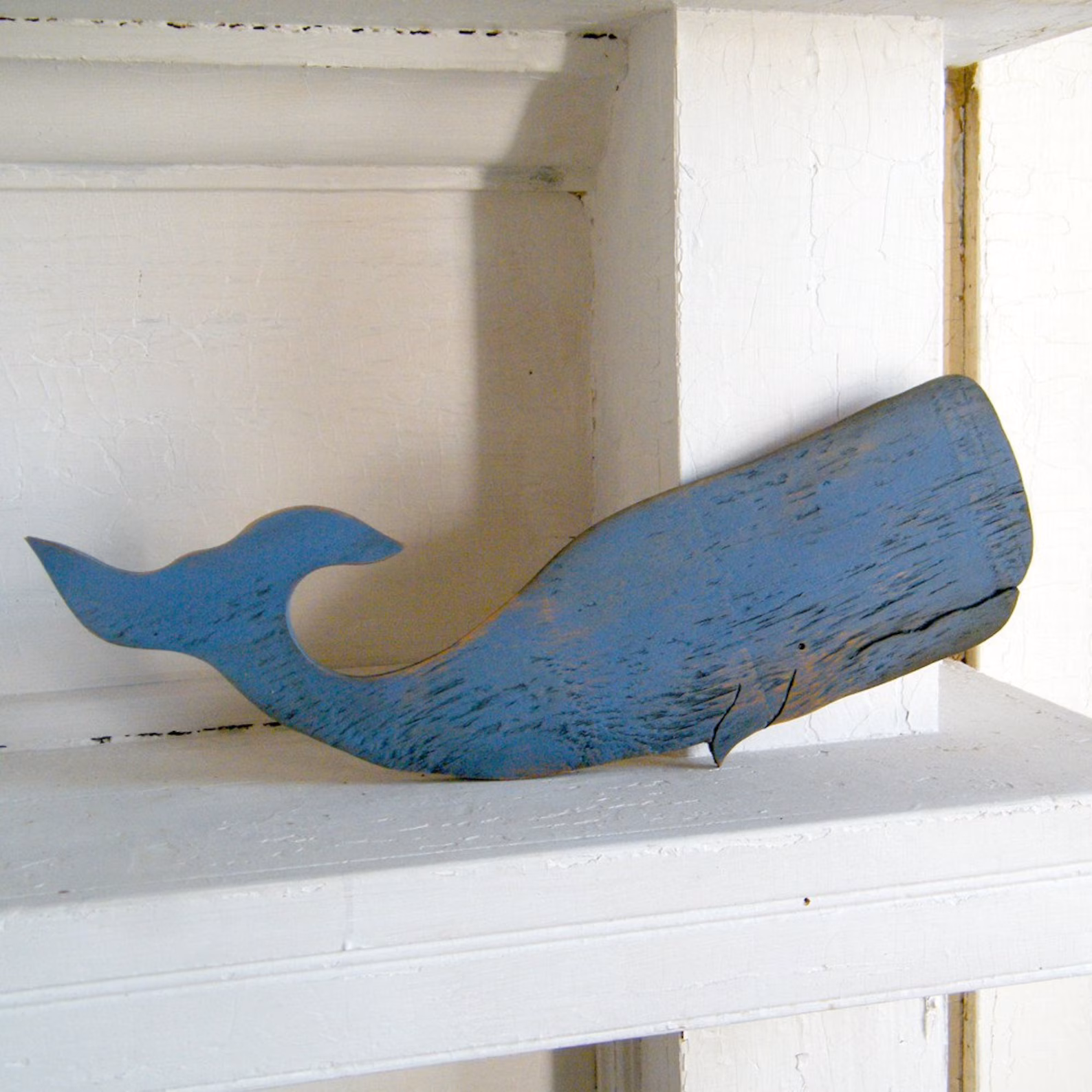 Moby Whale Hand-Carved Wooden Beach Wall Art