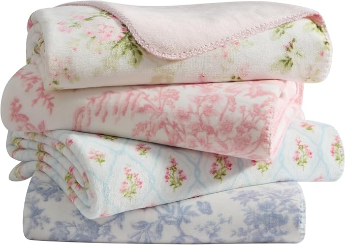 Laura Ashley Floral Fleece Throw Blanket — Cottage Garden Prints