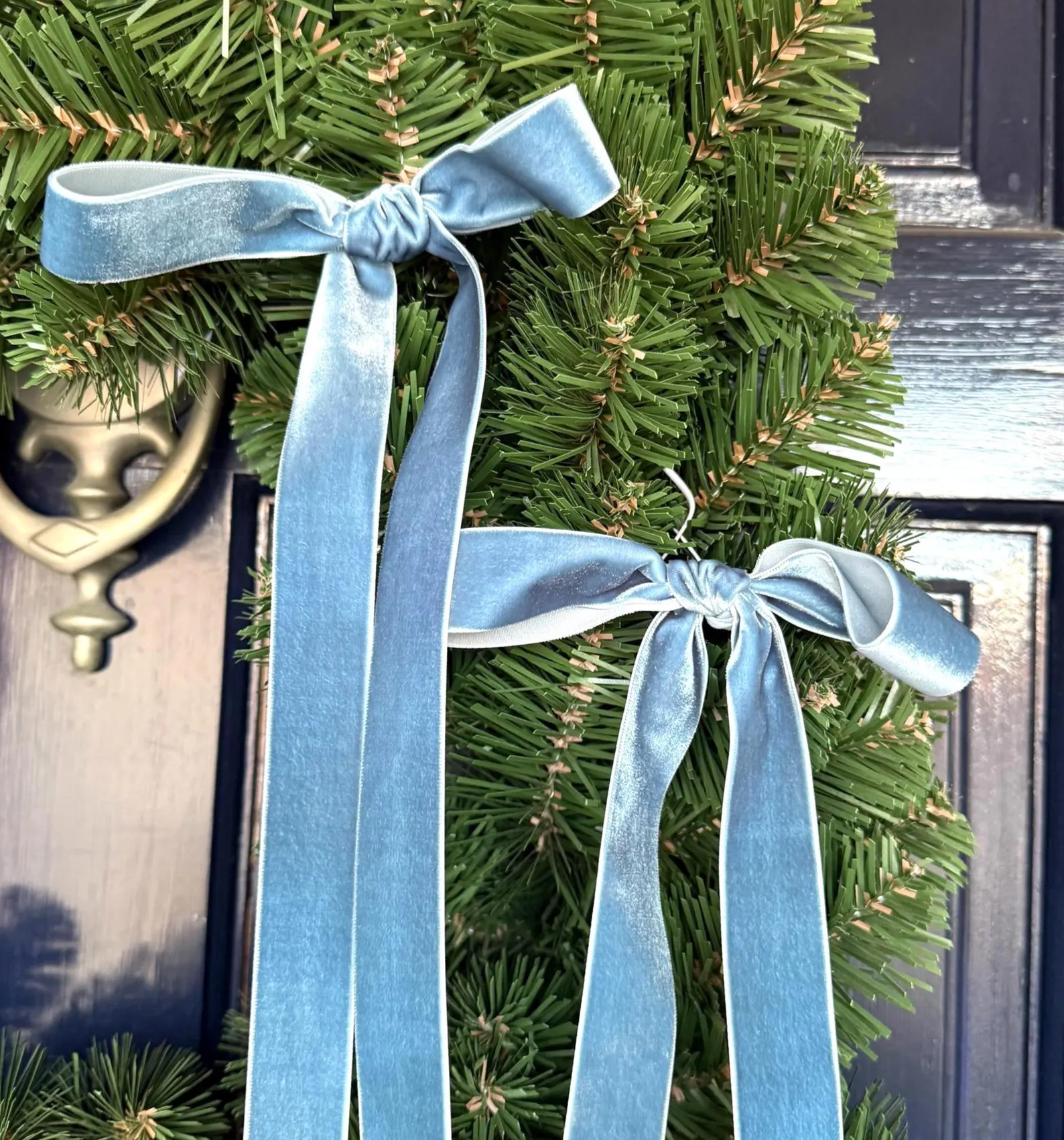 Ice Blue Velvet Christmas Bows — 18-Inch Tree & Wreath Bows