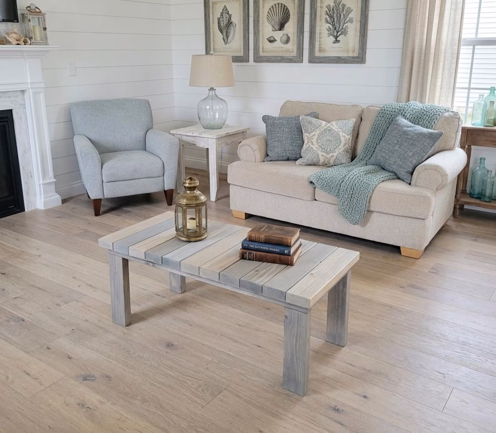 Mixed Gray Driftwood Coffee Table — Rustic Reclaimed Solid Wood