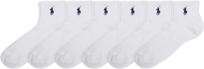 Polo Ralph Lauren Cushioned Quarter Socks — 6-Pack, White