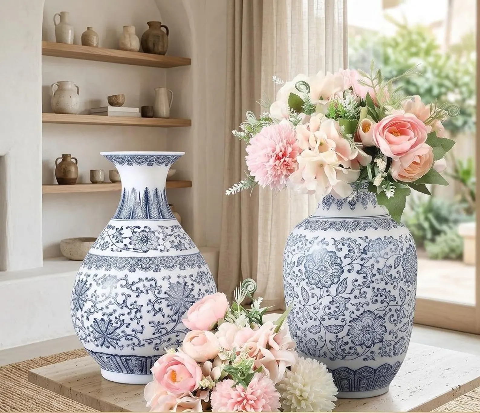 Blue & White Chinoiserie Vase Set (Set of 9)