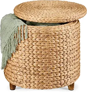 Best Choice Products Handwoven Water Hyacinth Storage Ottoman Footstool